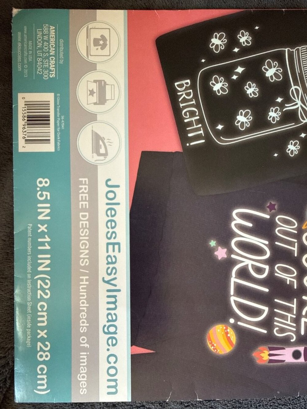 Jolees Easy Image Glow Iron-On Transfer Sheets For Dark Fabrics 3 Sheets 8.5x11 - Picture 3 of 3